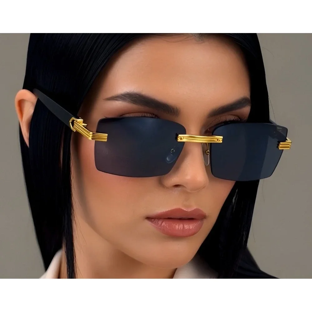 Sunglasses Sophisticated Gangster Style UV400 Women Dark Black Lens Buffs Lentes
